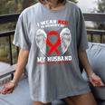 I Wear Red In Memory Of My Husband Heart Disease Awareness Women's Comfort Colors T-Shirt Gray