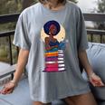 Woman And Books Stack Afro Girl Reading Lover Women's Comfort Colors T-Shirt Gray