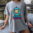 Women's Adulting Is A Myth Retro Pixel Pet Nostalgia Millennials Women's Comfort Colors T-Shirt Gray