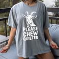 Women's Please Chew Quieter Introvert Quietness Silence Lover Women's Comfort Colors T-Shirt Gray