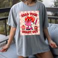 Women's Read Your Heart Out Groovy Bookish Valentine Day Women Girls Women's Comfort Colors T-Shirt Gray