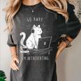 Antisocial Introvert Cat With Coffee On Computer Emo Goth Women's Comfort Colors T-Shirt Pepper