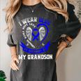 Blue In Memory Of Grandson Colon Cancer Awareness Shirts Premium Women's Comfort Colors T-Shirt Pepper