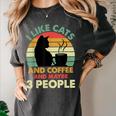 Cats Coffee & 3 People Tee Cute Font Introvert Humor Women's Comfort Colors T-Shirt Pepper