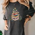 Christmas Book Reading Reader Xmas Bibliophile -Adult Christmas Tree Book Modern Women's Comfort Colors T-Shirt Pepper