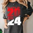 Class Of 2024 High School Senior Graduation Red Sports Style Women's Comfort Colors T-Shirt Pepper