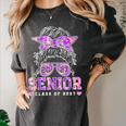 Class Of 2027 Senior Coquette Bow Messy Hair 26 Graduation Women's Comfort Colors T-Shirt Pepper