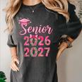 Coquette Pink Bow Flowers Senior 2026 2027 Graduation Women's Comfort Colors T-Shirt Pepper