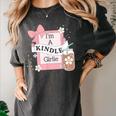 Cute Bookish Kindle Girlie Nerdy Read Book Lover Girl Women Women's Comfort Colors T-Shirt Pepper