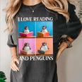 Cute Penguin Reading Book School Librarian Teacher Student Women's Comfort Colors T-Shirt Pepper