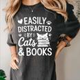 Easily Distracted By Cats And Books Reading Apparel Premium Tri-Blend Women's Comfort Colors T-Shirt Pepper