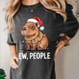 Ew People Capybara Christmas Lights Introvert Humor Women's Comfort Colors T-Shirt Pepper