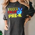 First Day Of School Shirt Peace Out Pre-K Graduation Kids So Women's Comfort Colors T-Shirt Pepper