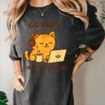 Go Away I'm Introverting Cozy Cat With Laptop And Coffee Women's Comfort Colors T-Shirt Pepper
