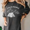 I Hate People Introvert Sarcastic I Love Camping Raglan Baseball Tee Women's Comfort Colors T-Shirt Pepper