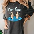 I'm Fine Drowning Thumbs Up Introvert Meme Humor Women's Comfort Colors T-Shirt Pepper