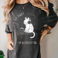 Introvert Cat With Coffee On Computer Antisocial Emo Goth Women's Comfort Colors T-Shirt Pepper
