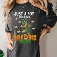 Just a Boy Who Loves Dragons And Books Reading Dragon Women's Comfort Colors T-Shirt Pepper