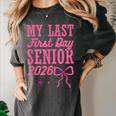 My Last First Day Senior 2026 Coquette Pink Bow Graduation Women's Comfort Colors T-Shirt Pepper