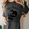 Life Is Better With Cats & Books Tuxedo Cat Mom Women Women's Comfort Colors T-Shirt Pepper