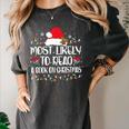 Most Likely To Read A Book On Christmas Family Matching Women's Comfort Colors T-Shirt Pepper
