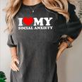 I Love My Social Anxiety Heart Humor Introvert Statement Women's Comfort Colors T-Shirt Pepper