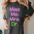 MIss Ms Mrs Dr Graduation Phd Pink And Green Class 2021 Women's Comfort Colors T-Shirt Pepper