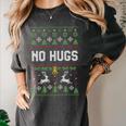 No Hugs Introvert Ugly Christmas Sweater Style Women's Comfort Colors T-Shirt Pepper No Hugs Introvert Ugly Christmas Sweater Style Women's Comfort Colors T-Shirt Pepper