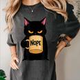 Nope Coffee Cat – Introvert Humor Monday Kitty Women's Comfort Colors T-Shirt Pepper