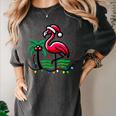 Nostalgia Holiday Tees -Adult Christmas Flamingo Small Short Sleeve Crew Neck Cotton Polyester Lightweight Ribbed Cuff Winter Women's Comfort Colors T-Shirt Pepper