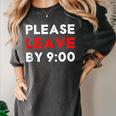 Please Leave By 9 Introvert Party Anti-Social Birthday Women's Comfort Colors T-Shirt Pepper