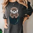 Pocket Otter Lover Introvert Cute Animal Fun Surprise Women's Comfort Colors T-Shirt Pepper