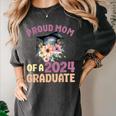 Proud Mom Of a 2024 Graduate Floral Flower Family Graduation Women's Comfort Colors T-Shirt Pepper