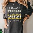 Proud Stepdad Class Of 2021 Graduate Senior 21 Graduation Women's Comfort Colors T-Shirt Pepper