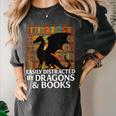 Reading Dragon Easily Distracted By Dragons And Books Women's Comfort Colors T-Shirt Pepper