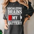 Socializing Drains My Battery Introvert Women's Comfort Colors T-Shirt Pepper