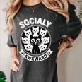 Socially Awkward Cute Introvert Cat Meme Anti-Social Club Women's Comfort Colors T-Shirt Pepper