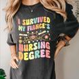 i Survived My Fiance's Nursing Degree Graduation Groovy Premium Women's Comfort Colors T-Shirt Pepper