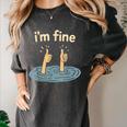 Two Thumbs Up I'm Fine Sarcastic Meme Introvert Humor Women's Comfort Colors T-Shirt Pepper