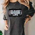 VHS Tape Rewind Glitch 90s Retro Nostalgia Please Rewind Women's Comfort Colors T-Shirt Pepper