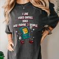 I Like Video Games Dogs And Maybe 3 People Gamer Introvert Raglan Baseball Tee Women's Comfort Colors T-Shirt Pepper