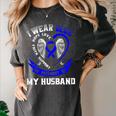 I Wear Blue In Memory Of My Husband Colon Cancer Awareness Women's Comfort Colors T-Shirt Pepper I Wear Blue In Memory Of My Husband Colon Cancer Awareness Women's Comfort Colors T-Shirt Pepper