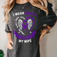 I Wear Purple In Memory Of Wife Pancreatic Cancer Awareness Women's Comfort Colors T-Shirt Pepper