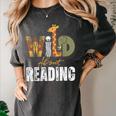 Wild About Reading Books Animal Theme Bookworm Library Day Women's Comfort Colors T-Shirt Pepper