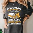 Woman Survives On Books Yarn Knitting Crochet Premium Tri-Blend Women's Comfort Colors T-Shirt Pepper