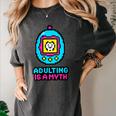 Women's Adulting Is A Myth Retro Pixel Pet Nostalgia Millennials Women's Comfort Colors T-Shirt Pepper