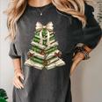 Xmas Tree Books Merry Christmas Coquette Bow Teacher Holiday Women's Comfort Colors T-Shirt Pepper