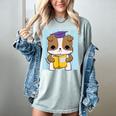 Bulldog Anime Pup Graduation Women's Comfort Colors T-Shirt Bay