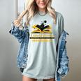 Academy Of Bookcraft Cute Wizard Cat Magic Books Women's Comfort Colors T-Shirt Denim Academy Of Bookcraft Cute Wizard Cat Magic Books Women's Comfort Colors T-Shirt Denim