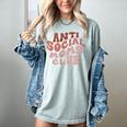 Anti Social Moms Club On Back Retro Introvert Unsociable Women's Comfort Colors T-Shirt Denim Anti Social Moms Club On Back Retro Introvert Unsociable Women's Comfort Colors T-Shirt Denim